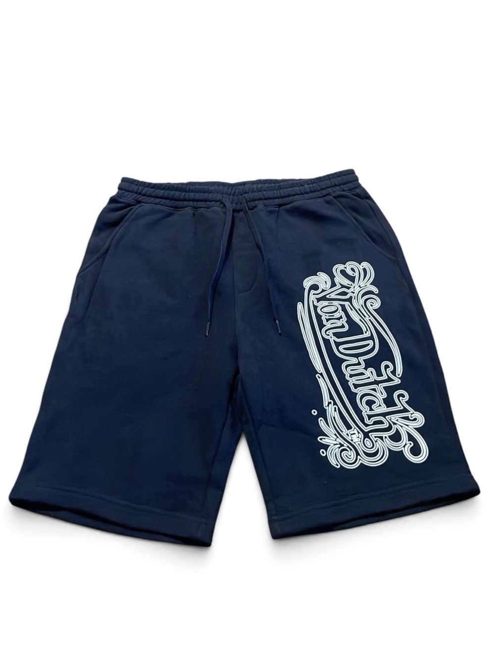 von Dutch Navy Sweat Shorts White Logo Sz M